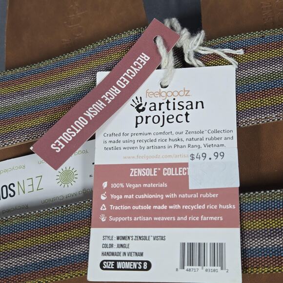 Feelgoodz Shoes Womens 8 NEW Brown Jungle Zensole Vistas Vegan Slide Sandals - Picture 2 of 6